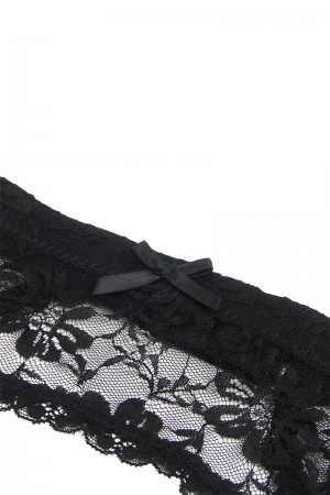 Porte-jarretelles et string Noir - Litolu Lingerie