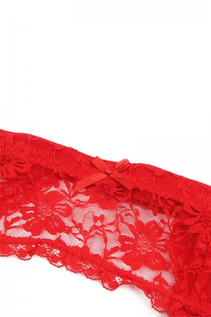 Porte-jarretelles et string Rouge - Litolu Lingerie
