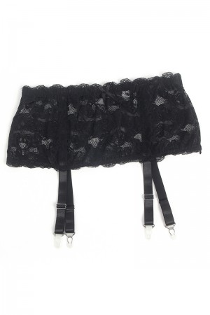 Porte-jarretelles dentelle large Noir - Litolu Lingerie