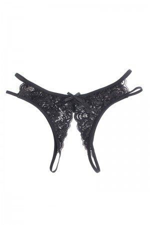 String ouvert dentelle Noir - Litolu Lingerie