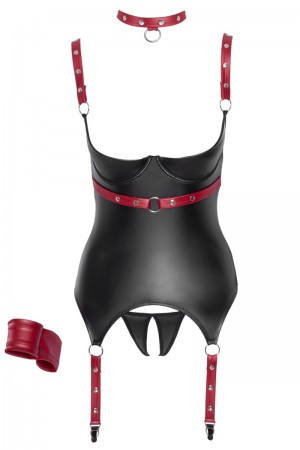 Ensemble ouvert avec collier et menottes - Cotelli Bondage