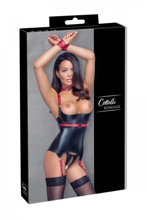 Ensemble ouvert avec collier et menottes - Cotelli Bondage